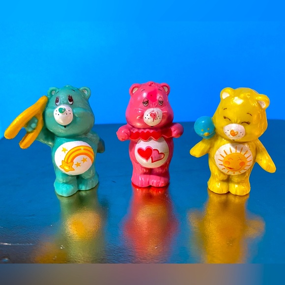 CARE BEARS VTG 80’s COLLECTION OF 3 FUNSHINE BEAR WISH BEAR & LOVE-A-LOT BEAR - Picture 1 of 14
